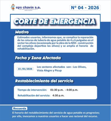 Corte programado en Huaraz