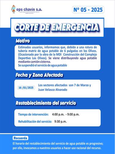 Corte programado en Huaraz