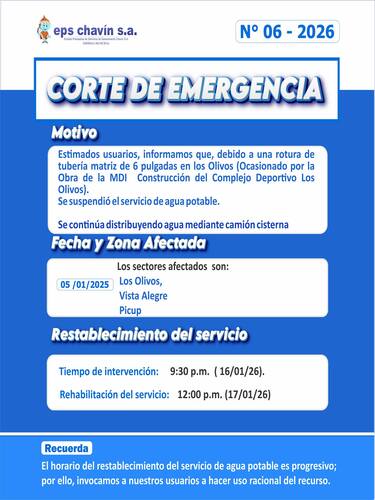 Corte programado en Huaraz