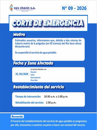 Corte programado en Huaraz