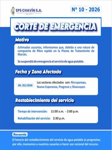 Corte programado en Huaraz