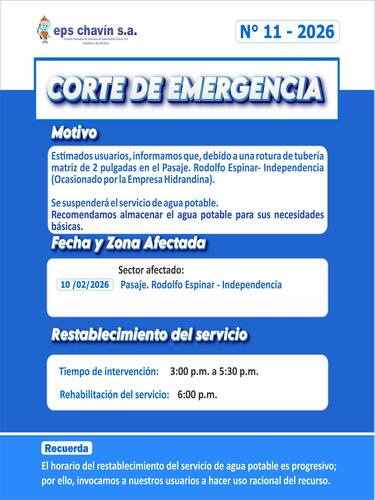 Corte programado en Huaraz