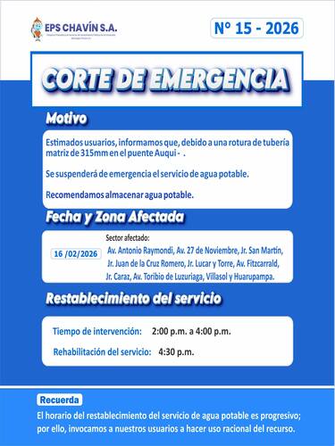 Corte programado en Huaraz