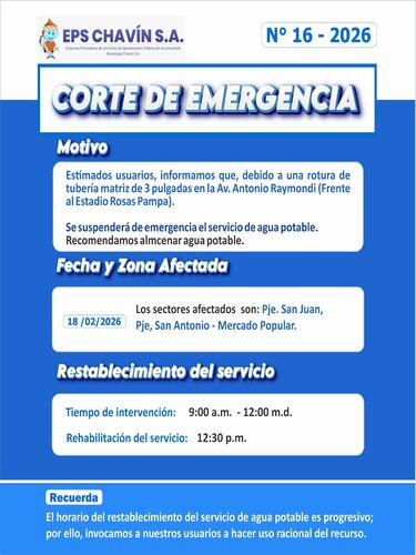 Corte programado en Huaraz