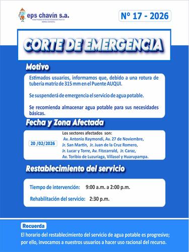 Corte programado en Huaraz