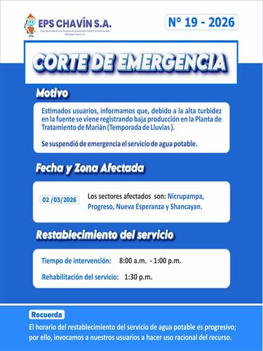 Corte programado en Huaraz