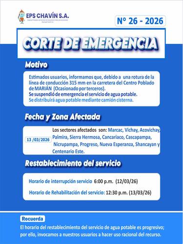 Corte programado en Huaraz