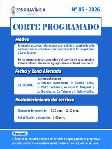 Corte programado en Huaraz